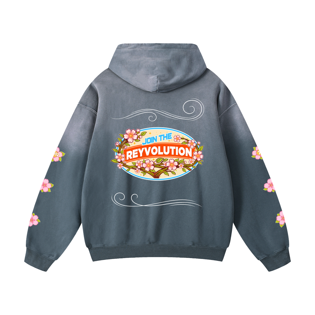 Reyvolution Cherry Blossom Heavyweight Sunfade Oversized Hoodie