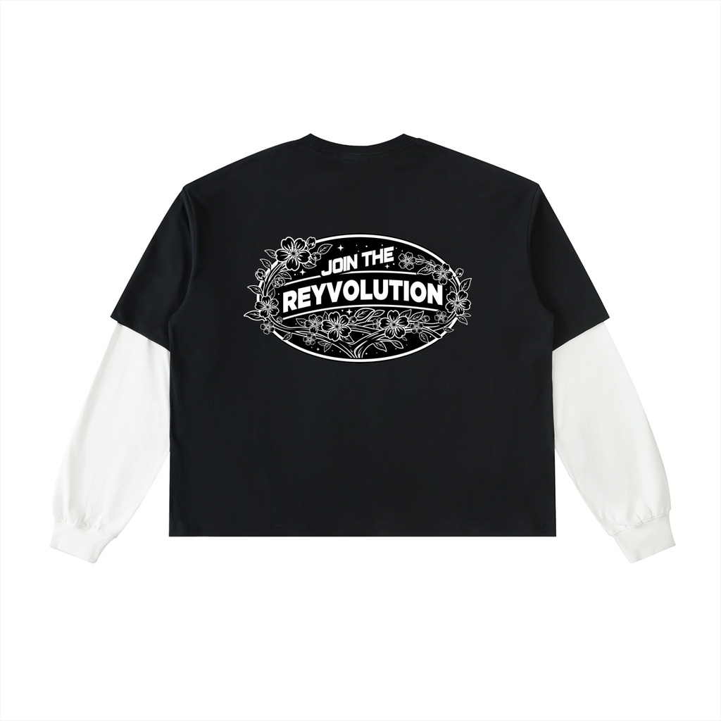 Reyvolution Layered Contrast Sleeve Cotton T-Shirt