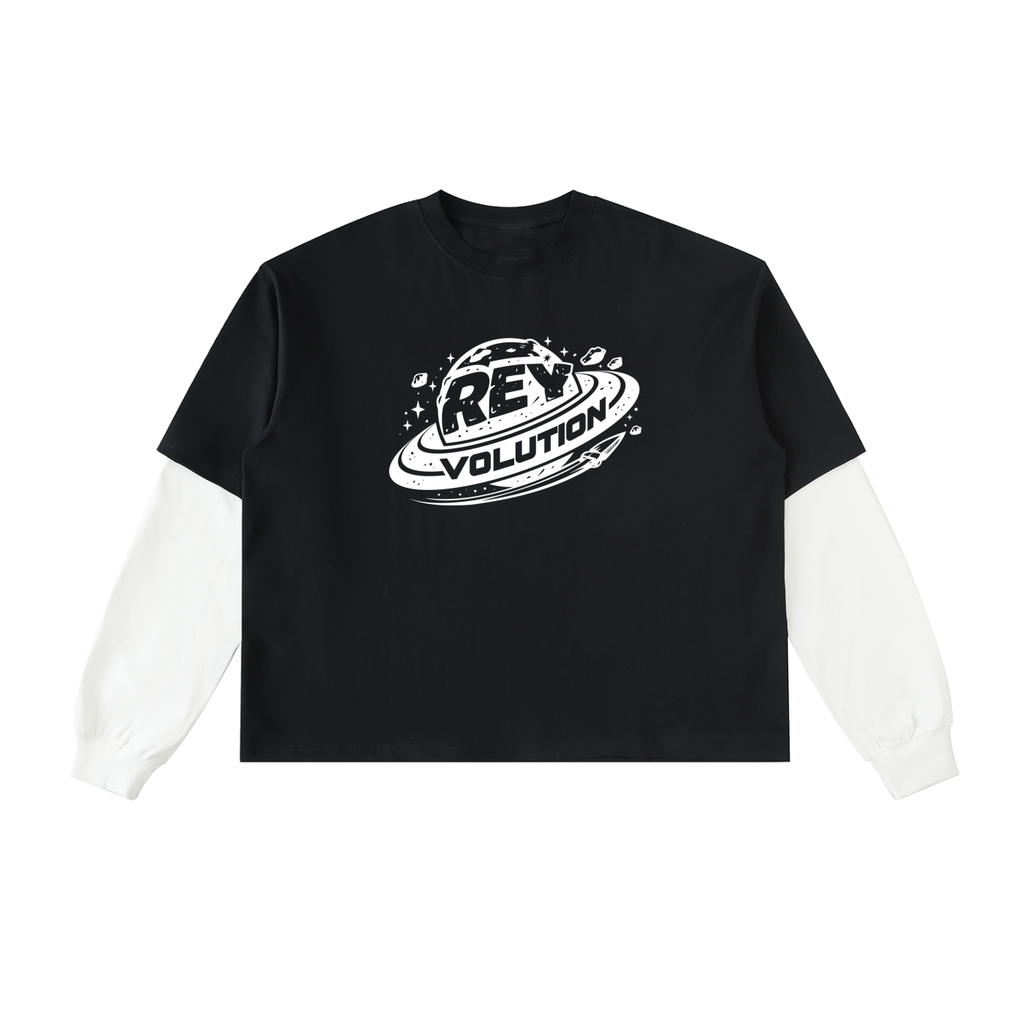 Reyvolution Layered Contrast Sleeve Cotton T-Shirt