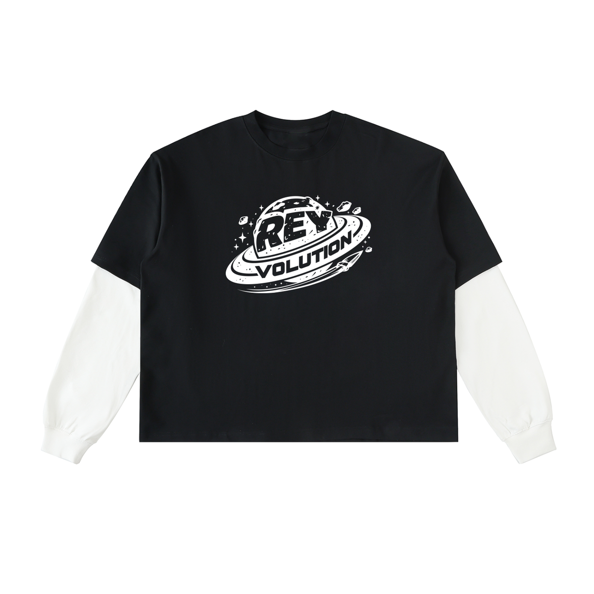 Reyvolution Layered Contrast Sleeve Cotton T-Shirt