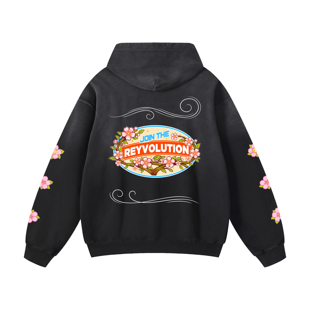 Reyvolution Cherry Blossom Heavyweight Sunfade Oversized Hoodie