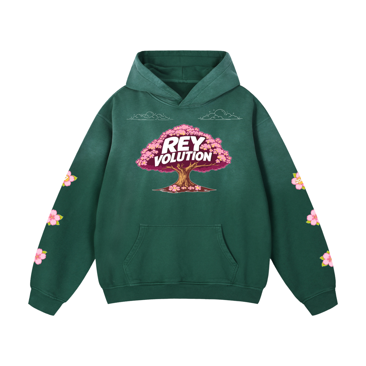 Reyvolution Cherry Blossom Heavyweight Sunfade Oversized Hoodie