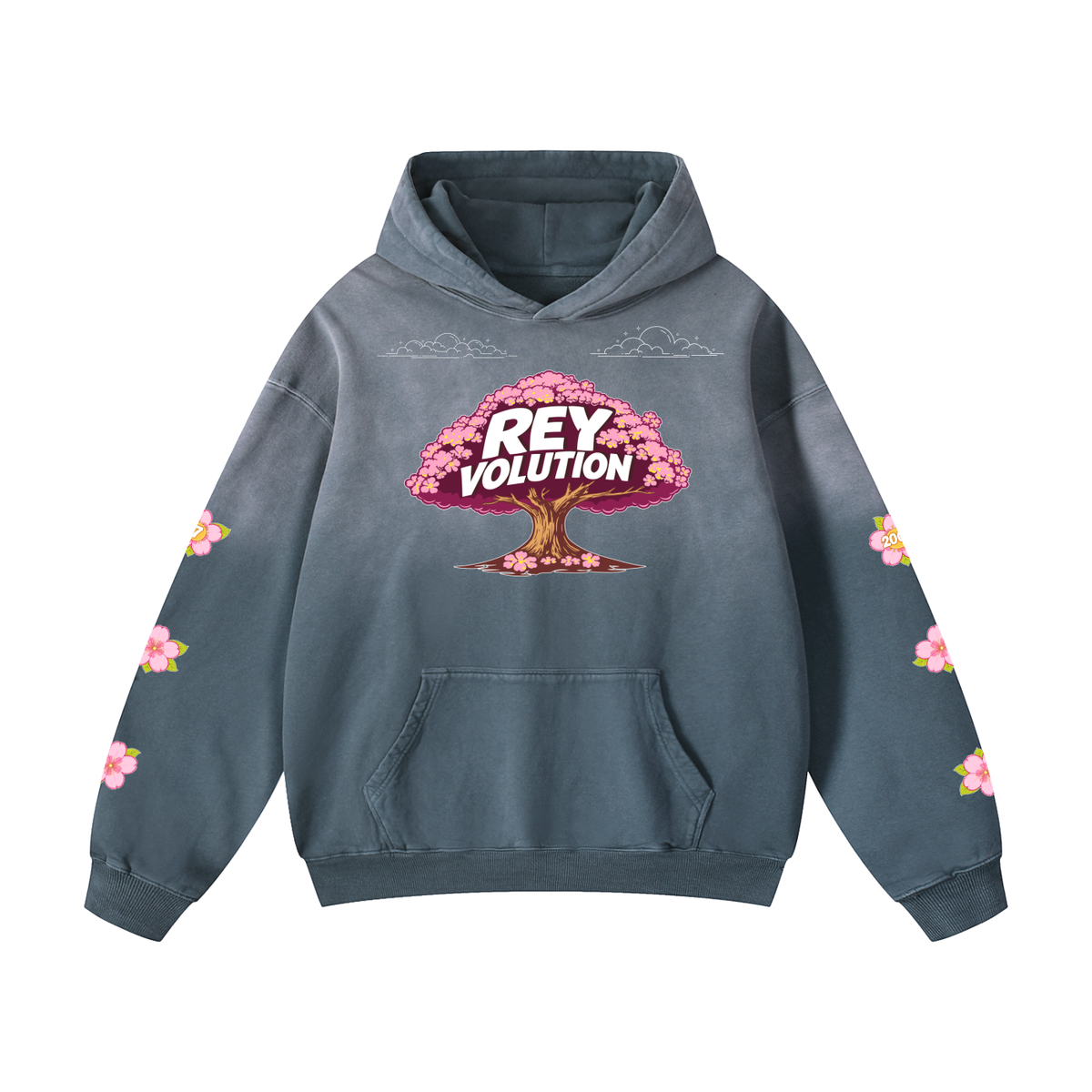 Reyvolution Cherry Blossom Heavyweight Sunfade Oversized Hoodie