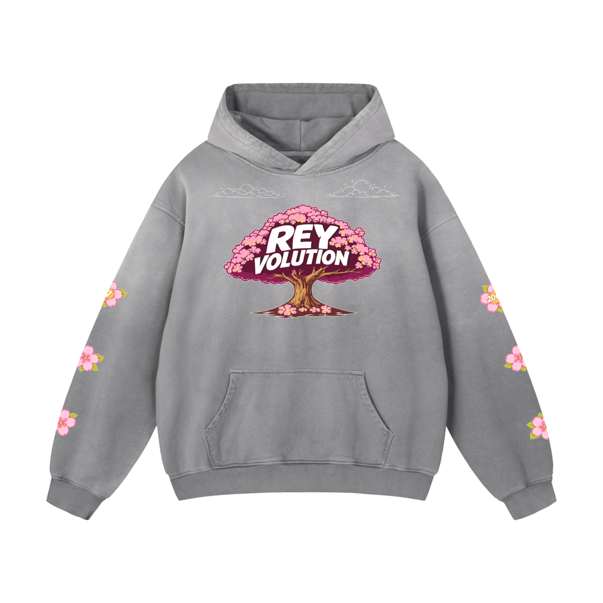 Reyvolution Cherry Blossom Heavyweight Sunfade Oversized Hoodie
