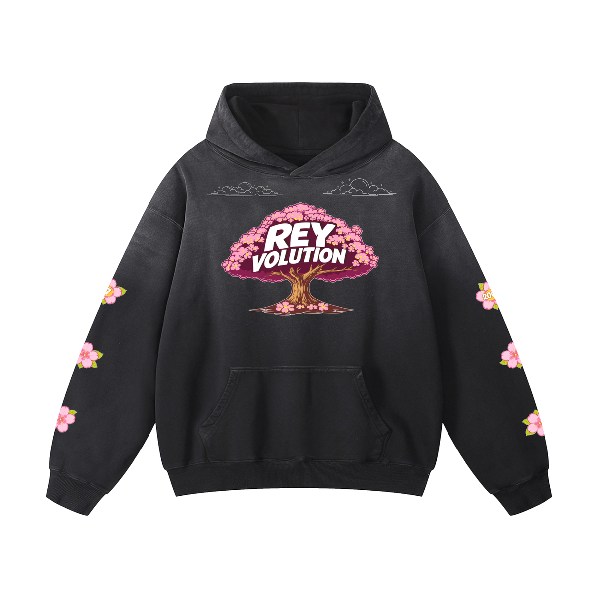 Reyvolution Cherry Blossom Heavyweight Sunfade Oversized Hoodie