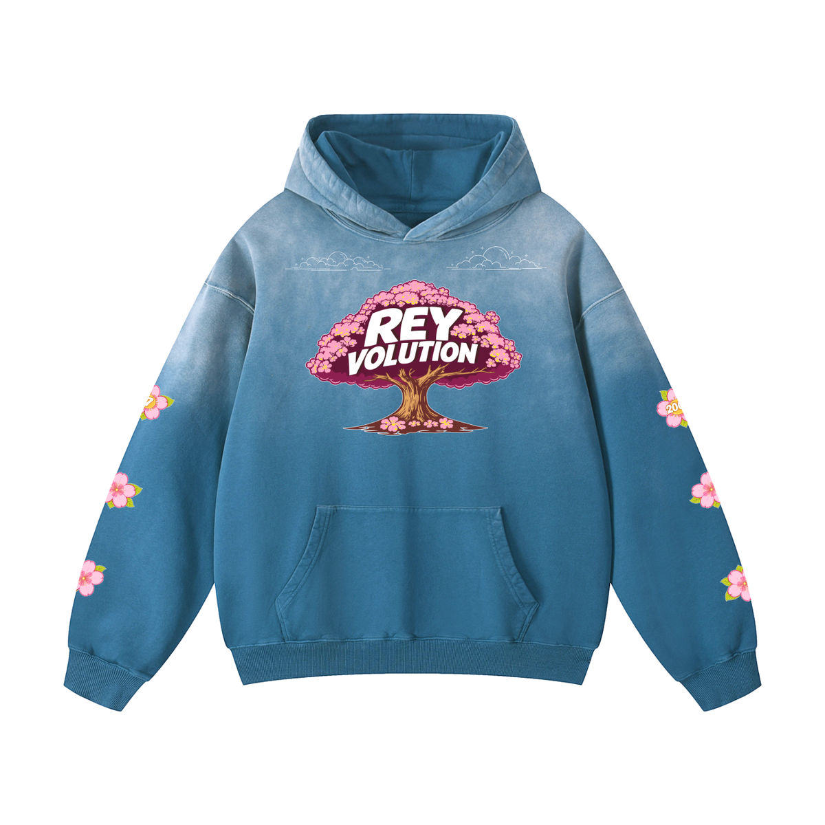 Reyvolution Cherry Blossom Heavyweight Sunfade Oversized Hoodie